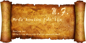 Mrákovics Félix névjegykártya